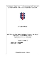 Luận văn các yếu tố Ảnh hưởng Đến quyết Định sử dụng golf giả lập của khách hàng tại thành phố hồ chí minh