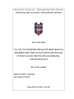 Các yếu tố Ảnh hưởng Đến quyết Định tham gia bảo hiểm nhân thọ tại ngân hàng thương mại cổ phần sài gòn thương tín ( sacombank)   chi nhánh 9