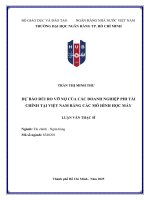 Luận văn dự báo rủi ro vỡ nợ của các doanh nghiệp phi tài chính tại việt nam bằng các mô hình học máy