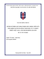 Đánh giá hiệu quả hoạt Động huy Động tiền gửi tiết kiệm tại ngân hàng thương mại cổ phần Đầu tư và phát triển việt nam   chi nhánh Đông sài gòn