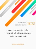 Tong hop 100 bai toan thuc te ve ham so bac hai