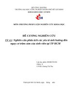 IUH - ĐỀ CƯƠNG NGHIÊN CỨU - Nghiên cứu phân tích các yếu tố ảnh hưởng đến nguy cơ trầm cảm của sinh viên tại TP HCM