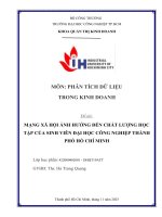 IUH - PHÂN TÍCH DỮ LIỆU TRONG KINH DOANH - MẠNG XÃ HỘI ẢNH HƯỞNG ĐẾN CHẤT LƯỢNG HỌC TẬP CỦA SINH VIÊN ĐẠI HỌC CÔNG NGHIỆP THÀNH PHỐ HỒ CHÍ MINH
