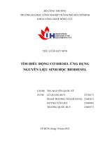 IUH - TÌM HIỂU ĐỘNG CƠ DIESEL ỨNG DỤNG NGUYÊN LIỆU SINH HỌC BIODIESEL