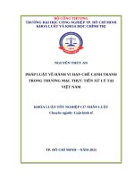 IUH - KLTN Luật kinh tế - PHÁP LUẬT VỀ HÀNH VI HẠN CHẾ CẠNH TRANH TRONG THƯƠNG MẠI. THỰC TIỄN XỬ LÝ TẠI VIỆT NAM