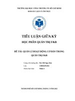 Đề tài quản lí hoạt Động cơ bản trong quản trị f&b