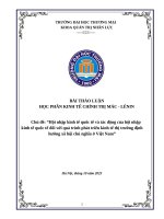Hội nhập kinh tế quốc tế và tác Động của hội nhập kinh tế quốc tế Đối với quá trình phát triển kinh tế thị trường Định hướng xã hội chủ nghĩa Ở việt nam