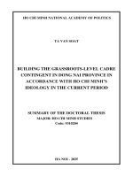 Tóm tắt tiếng anh  xây dựng Đội ngũ cán bộ cấp cơ sở theo tư tưởng hồ chí minh Ở tỉnh Đồng nai hiện nay