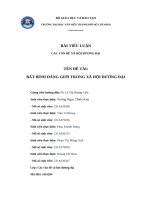 Đề tài bất bình Đẳng giới trong xã hội Đương Đại