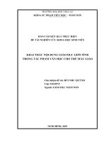 Khai thác nội dung giáo dục giới tính trong tác phẩm văn học cho trẻ mẫu giáo