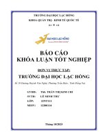 Báo cáo khóa luận tốt nghiệp Đơn vị thực tập trường Đại học lạc hồng