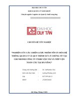 Nghiên cứu các chiến lược nhằm tối Ưu hóa hệ thống quản lý và quy trình xử lý chứng từ tại chi nhánh công ty tnhh vận tải và tiếp vận toàn cầu tại Đà nẵng