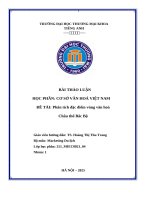 Đề tài phân tích Đặc Điểm vùng văn hoá châu thổ bắc bộ