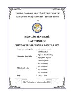 Báo cáo rèn nghề lập trình c# chương trình quản lý bán trà sữa