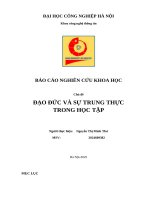 Báo cáo nghiên cứu khoa học chủ Đề Đạo Đức và sự trung thực trong học tập