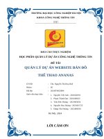 Đề tài quản lý dự Án website bán Đồ thể thao ananas