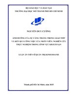 ẢNH HƯỞNG CỦA SỰ CĂNG THẲNG TRONG GIAO TIẾP VÀ KẾT QUẢ CÔNG VIỆC CỦA NHÂN VIÊN NGHIÊN CỨU THỰC NGHIỆM TRONG LĨNH VỰC KHÁCH SẠN