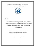 Phân tích nghiệp vụ xin cấp giấy chứng nhận xuất xứ (co) form ai tại công ty tnhh thương mại và dịch vụ xuất nhập khẩu phát khang