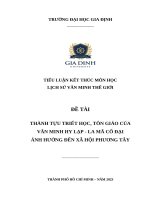 Thành tựu triết học, tôn giáo của văn minh hy lạp   la mã cổ Đại Ảnh hưởng Đến xã hội phương tây