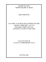Lựa chọn và sử dụng bài tập trong dạy học chương “nhiệt học” vật lý 8 nhằm phát triển năng lực giải quyết vấn Đề của học sinh