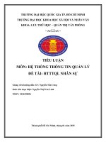Tiểu luận môn hệ thống thông tin quản lý Đề tài htttql nhân sự