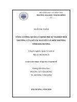 Tăng cường quản lý kinh phí sự nghiệp môi trường của sở tài nguyên và môi trường tỉnh hải dương