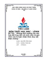 Những Ảnh hưởng của văn hóa Đồi trụy Đối với sinh viên từ góc nhìn của lý luận nhận thức duy vật biện chứng