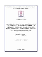 Tóm tắt tiếng anh nghiên cứu Đặc Điểm di căn hạch và kết quả Điều trị ung thƣ biểu mô vảy thực quản bằng phẫu thuật nội soi 3d tại bệnh viện k