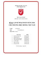 Đề tài lập kế hoạch bán hàng 2024 cho thương hiệu honda việt nam