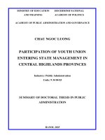 Tóm tắt tiếng anh sự tham gia của Đoàn thanh niên vào quản lý nhà nƣớc tại các tỉnh khu vực tây nguyên
