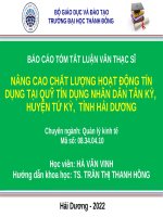 Nâng cao chất lượng hoạt Động tín dụng tại quỹ tín dụng nhân dân tân kỳ, huyện tứ kỳ, tỉnh hải dương