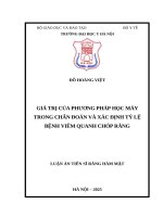Giá trị của phương pháp học máy trong chẩn Đoán và xác Định tỷ lệ bệnh viêm quanh chóp răng