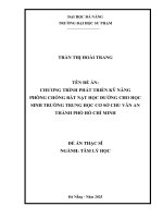 Chương trình phát triển kỹ năng phòng chống bắt nạt học Đường của học sinh trường trung học cơ sở chu văn an, thành phố hồ chí minh