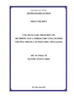 Ứng dụng liệu pháp biết Ơn Để phòng ngừa stress cho tăng ni sinh trường trung cấp phật học tiền giang