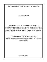 Tóm tắt luận Án tiếng anh Đảng bộ tỉnh bình phƣớc lãnh Đạo xây dựng nông thôn mới từ năm 2010 Đến năm 2020