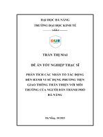 Phân tích các nhân tố tác Động Đến hành vi sử dụng phương tiện giao thông thân thiện với môi trường của người dân thành phố Đà nẵng