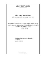 Nghiên cứu và Đề xuất một số giải pháp phát triển loại hình du lịch văn hoá tâm linh trên Địa bàn huyện gia viễn (ninh bình)