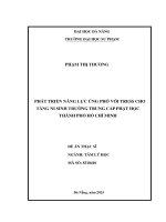 Phát triển năng lực Ứng phó với stress cho tăng ni sinh trường trung cấp phật học thành phố hồ chí minh