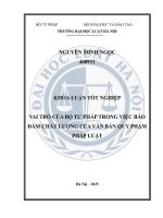 Khóa luận tốt nghiệp Luật học: Vai trò của Bộ Tư pháp trong việc bảo đảm chất lượng của văn bản quy phạm pháp luật