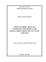 Công tác binh   Địch vận Ở tỉnh trà vinh trong cuộc kháng chiến chống mỹ, cứu nước (1954 1975)