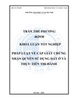 Khóa luận tốt nghiệp Luật học: Pháp luật về cấp giấy chứng nhận quyền sử dụng đất ở và thực tiễn thi hành
