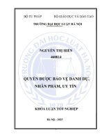 Khóa luận tốt nghiệp Luật học: Quyền được bảo vệ danh dự, nhân phẩm, uy tín
