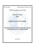 Khóa luận tốt nghiệp Luật học: Thẩm quyền của Viện Kiểm sát trong giải quyết vụ án hành chính