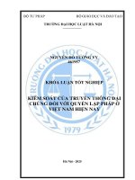 Khóa luận tốt nghiệp Luật học: Kiểm soát của truyền thông đại chúng đối với quyền lập pháp ở Việt Nam hiện nay