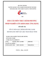 IUH - ĐỀ TÀI - TỐI ƯU HÓA QUÁ TRÌNH HẤP PHỤ XANH METHYLENE NHỜ VẬT LIỆU THAN HOẠT TÍNH