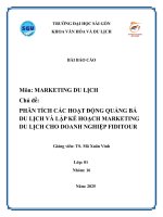 SGU - MARKETING DU LỊCH - PHÂN TÍCH CÁC HOẠT ĐỘNG QUẢNG BÁ DU LỊCH VÀ LẬP KẾ HOẠCH MARKETING DU LỊCH CHO DOANH NGHIỆP FIDITOUR
