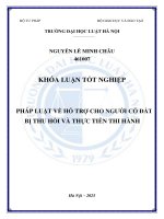 Khóa luận tốt nghiệp Luật học: Pháp luật về hỗ trợ cho người có đất bị thu hồi và thực tiễn thi hành