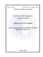 Khóa luận tốt nghiệp Luật học: Hợp đồng tặng cho nhà ở theo pháp luật Việt Nam