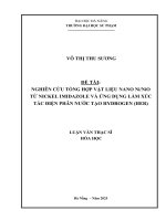 Nghiên cứu tổng hợp vật liệu nano ni nio từ nickel imidazole và Ứng dụng làm xúc tác Điện phân nước tạo hydrogen (her)