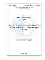Khóa luận tốt nghiệp Luật học: Pháp luật về nội quy lao động và thực tiễn thực hiện tại Công ty Tài chính Cổ phần Điện lực